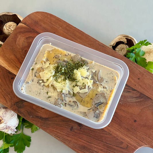 Truffle Mozzarella Ravioli with Truffle Mushroom Sauce