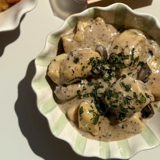 Truffle Mozzarella Ravioli with Truffle Mushroom Sauce